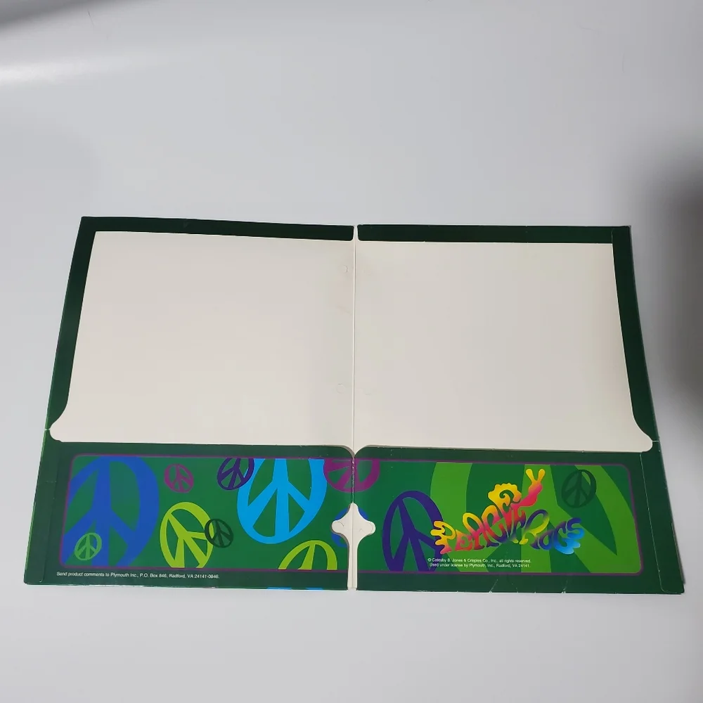Vintage Peace Frogs Folder 90s Y2K School Office Retro Hippie Peace Sign 2000s